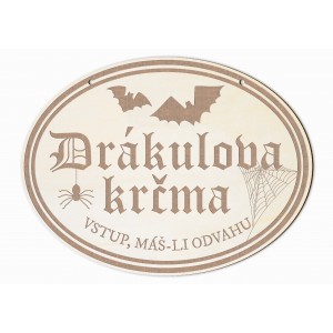Halloweenská cedule Drákulova krčma